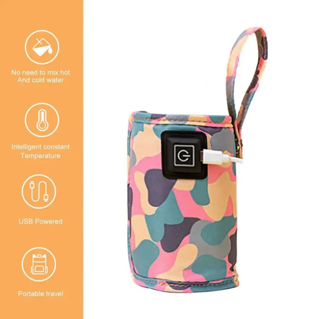 INSULATED BABY NURSING MILK WATER BOTTLE WARMER TRAVEL SLEEVE WITH USB CHARGER